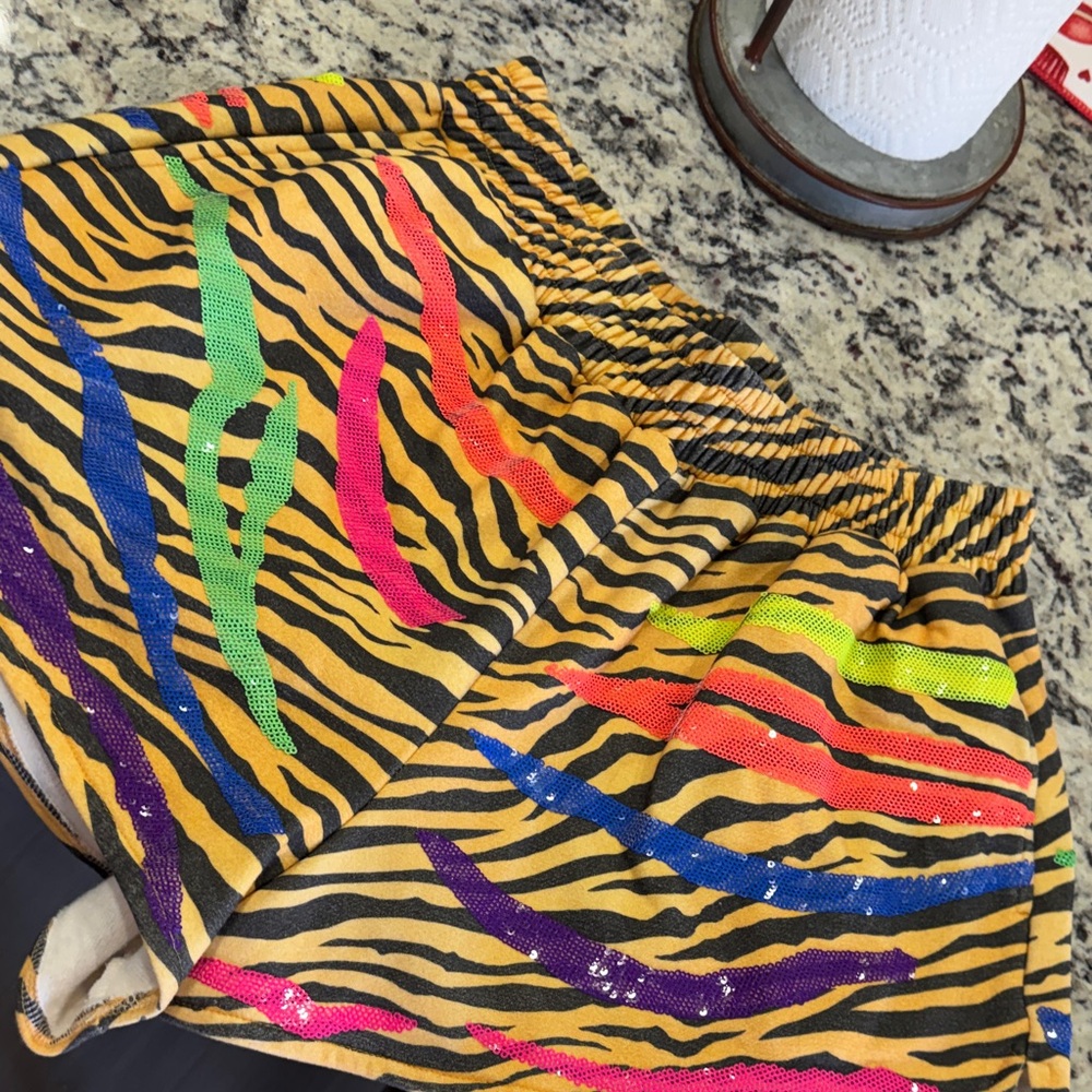 QUEEN OF SPARKLES Multicolor Zebra Print Shorts - Picture 3 of 4